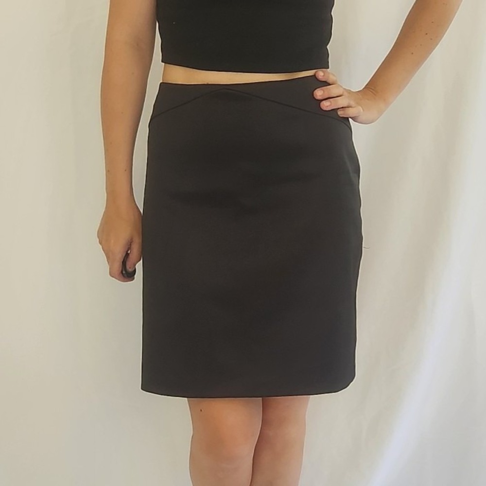 Y2K Black Satin Pencil Skirt